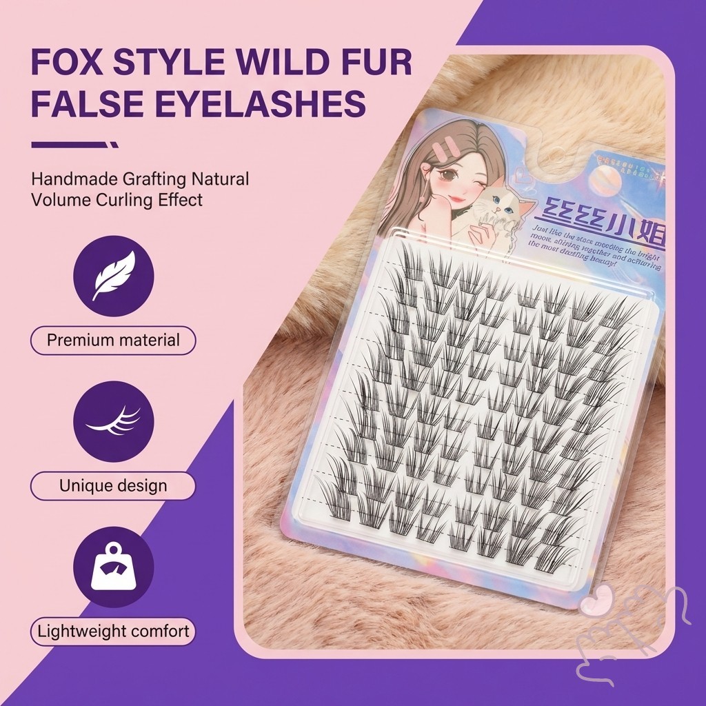 Lông mi giả Fox Style Wild Volume C Curl Hỗn hợp 10-13mm Đen