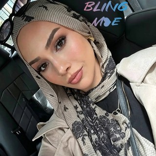 Khăn Trùm Đầu Malaysia Lụa Thoáng Khí Mùa Hè, Kẻ Sọc Hoa, Phụ Kiện Thời Trang