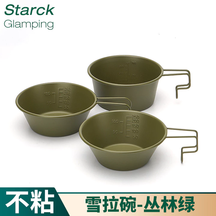 Bộ Bát Tuyết Ngoài Trời 304 Thép Không Gỉ Cắm Trại Cắm Trại Cắm Trại Di Động Chống Dính Bộ Đồ Ăn Dã Ngoại Cốc