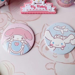 【Roshy】Gương nhỏ hình trái tim Melody Girl Gương tròn nhỏ sáng tạo Gương cầm tay hoạt hình Sanrio