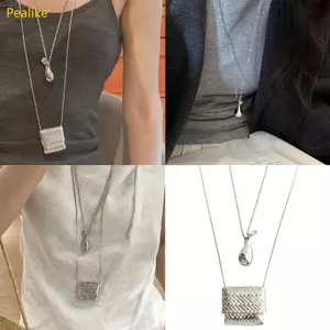 Vòng cổ chuỗi dài hạt đậu kèm túi mini, phù hợp người yêu thời trang
