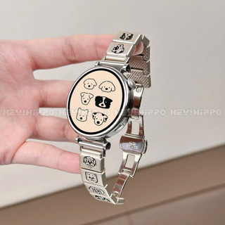 Dây đeo mèo con dễ thương bằng thép không gỉ cho Huawei GT6 41mm / 46mm và GT6pro Huawei Watch 5 GT5, GT4, GT2e, GT3pro, GT Runner 2 và Honor Magic Watch và dây đeo đồng hồ kim loại Huawei Fit 4
