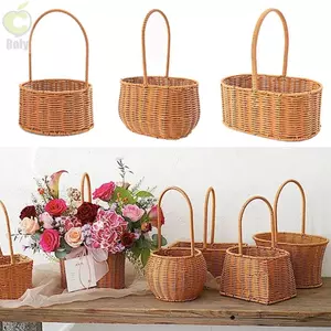 Giỏ hoa cô dâu Roly dệt từ mây willow, có tay cầm, phù hợp làm giỏ hoa và dùng cho picnic