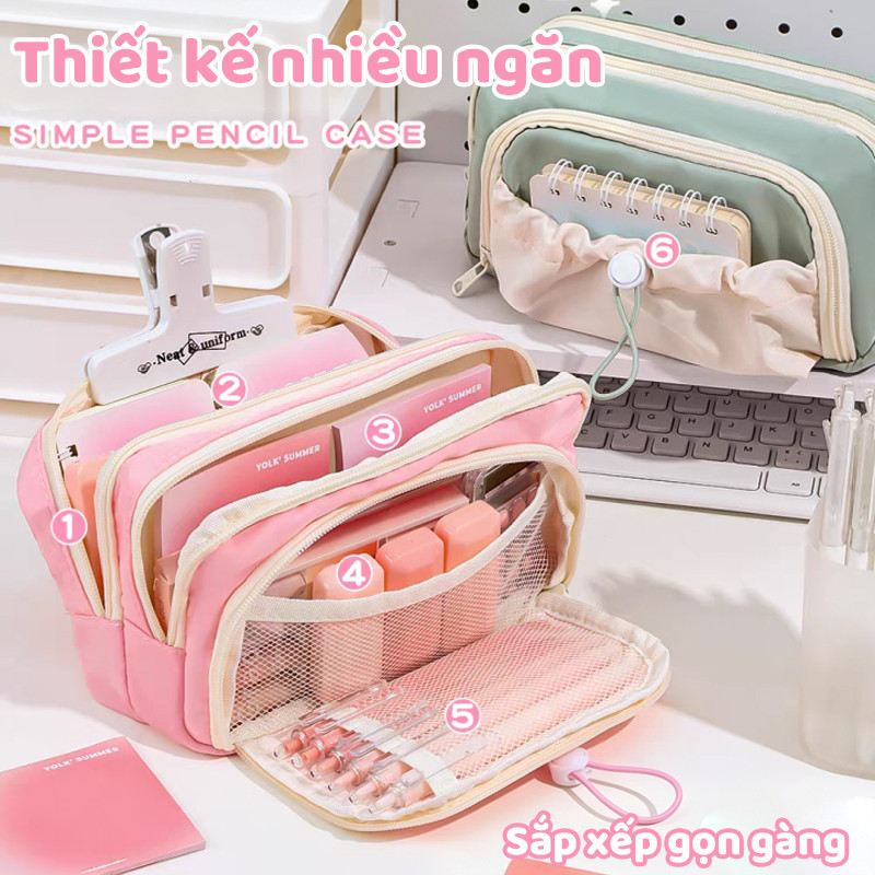 Túi Đựng Bút Hộp Bút Bằng Vải Cute, Thiết Kế Dễ Thương Nhiều Ngăn, Bút Chì Cho Bé Gái, Dụng Cụ Học Sinh Văn Phòng Phẩm