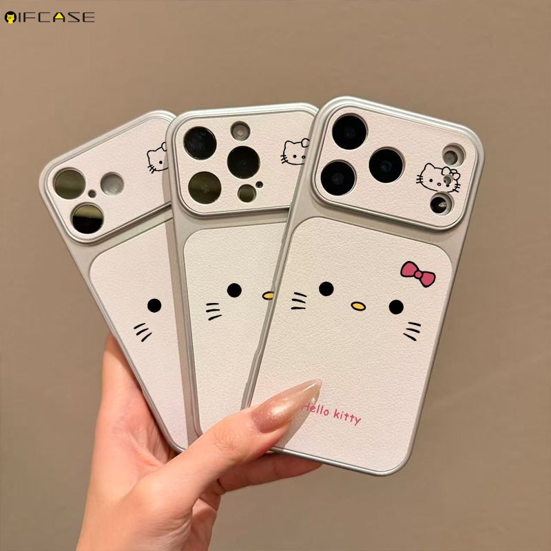 Dành Cho Redmi K90 Pro Max K80 K70 K70E K60 K60E K50 Ultra K50i K40 K40S Turbo 5 Max 4 Pro Vỏ Điện Thoại Da PU Trắng Hello Kitty Mèo Nơ Nơ Hoạt Hình Dễ Thương Vỏ Bạc