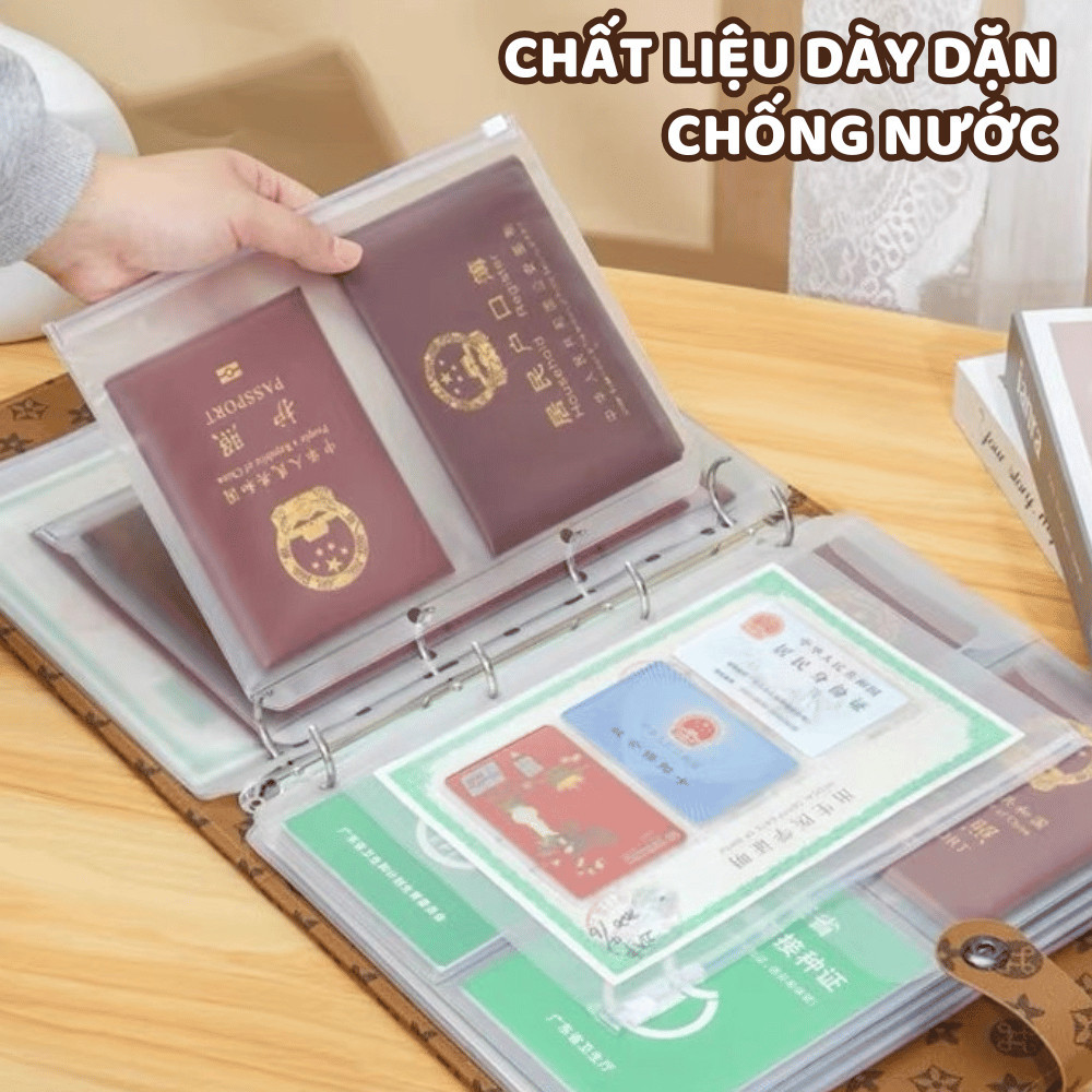 Bìa Sổ Còng Da PU Cao Cấp Dày Dặn Lưu Trữ Tài Liệu Có Khoá Bấm Khoá Kéo Bìa Còng A4 Sức Chứa Lớn
