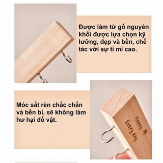 Treo Tường Gỗ Chìa Khóa 6 Móc Dính Lối Vào Phòng Ngủ Trang Trí Nhà Bếp Người Tổ Chức