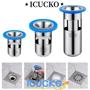 ICUCKO Ống thoát nước kín, Lõi thoát nước sàn chống côn trùng khử mùi, Vỏ khử mùi loại chữ U bằng thép không gỉ Phòng tắm