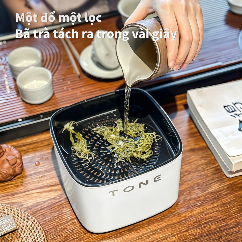 Hộp Đựng Bã Trà Thông Minh Để Bàn – Ngăn Trên Thoát Nước, Lọc 2 Lớp, Thiết Kế Hiện Đại, Chống Trượt, Cao Cấp