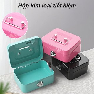 Hộp Đựng Tiền Kim Loại Mini Trẻ Em Tiền An Toàn Có Thể Khóa Đồng Xu Ngân Hàng Thép Hộp Bảo Quản Văn Phòng Tại Nhà