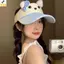 Mũ bóng chày nữ chống nắng thoáng khí, thiết kế chó dễ thương với nơ băng lụa