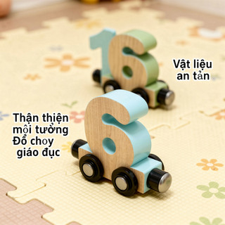 Đồ chơi đếm số xe lửa từ tính bằng gỗ Montessori Giáo dục trẻ mới biết đi Xếp hình bảng chữ cái