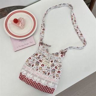 Túi đeo vai NECKLACEMASK, Túi đeo vai dây rút nhiều màu ren kẻ sọc hoa, họa tiết hoạt hình hợp thời trang Túi đeo chéo dài sức chứa lớn dành cho sinh viên