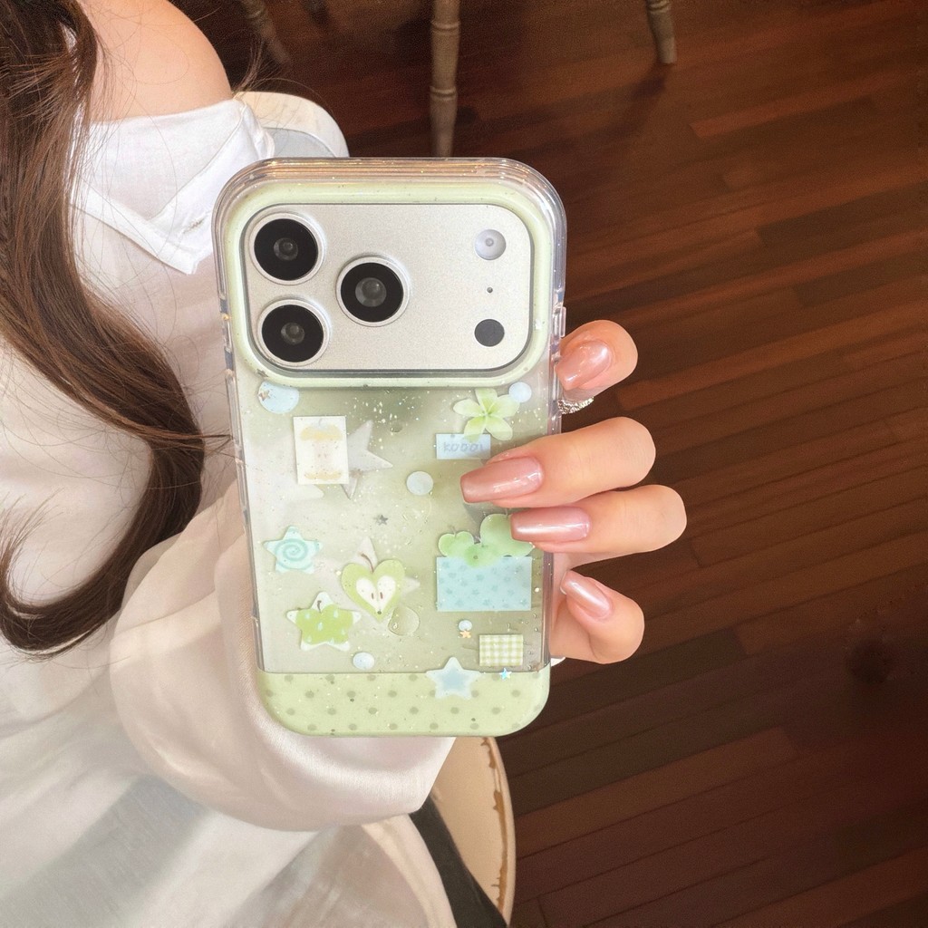 Ốp điện thoại táo xanh bạc hà cho iPhone 17 Pro Max 17 16 15 14 13 Vỏ bảo vệ chống sốc