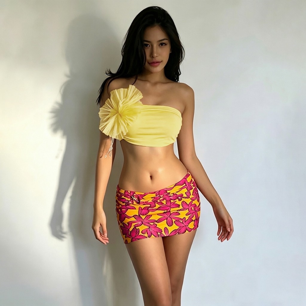 Váy cá tính với họa tiết 3D hoa, thiết kế tay rốn lộn và form skinny trendy