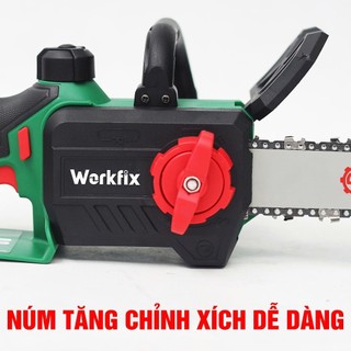 (CHÍNH HÃNG) Máy Cưa Xích Pin WORKFIX WF-CS12CP, Lam Xích Dài 12inch, Tra Nhớt Tự Động - Không Chổi Than