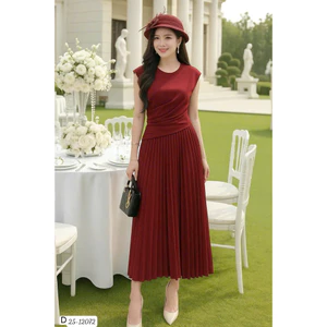 ĐẦM Nữ Dữ Tiệc Form Xòe Nhẹ Phối XẾP LI SANG TRỌNG Nữ Tính CÓ BIGSIZE HIYU 66 STORE