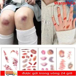 WARMTHCO 1 / 4 Miếng Dán Hình Xăm Tạm Thời Nứt Vết Thương, Cosplay Chống Thấm Nước Cánh Tay Mắt Cá Chân Hình Xăm Sẹo, Nhãn Dán Hình Xăm Sẹo Lâu Dài Thực Tế