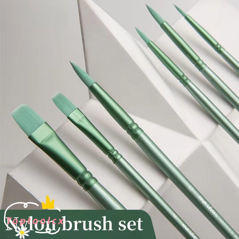 TOPTOOLCX 4 / 6 Chiếc Vẽ Tay Màu Nước, Nylon Mềm Tóc Màu Nước Bàn Chải, Thời Trang Mũi Nhọn Tròn Đầu Phẳng Người Mới Bắt Đầu Nghệ Thuật Sinh Viên Tranh Chất Liệu Quà Tặng