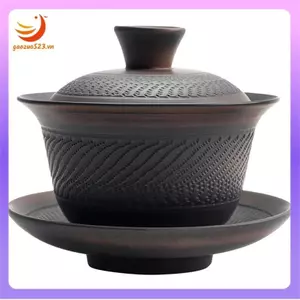 Bộ cốc trà Trung Quốc có nắp đậy, TeaCup bằng đất sét thủ công, Cốc cà phê gốm thủy tinh, Quà tặng ngày lễ