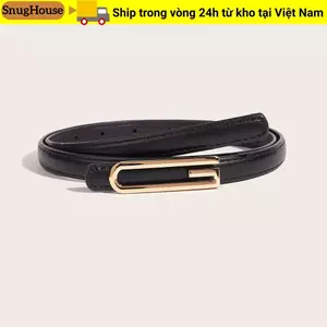 Đai khóa trượt kim loại SNUGHOUSE, Thắt lưng da mỏng đa năng, Thiết kế sang trọng dành cho nữ Quần Thắt lưng