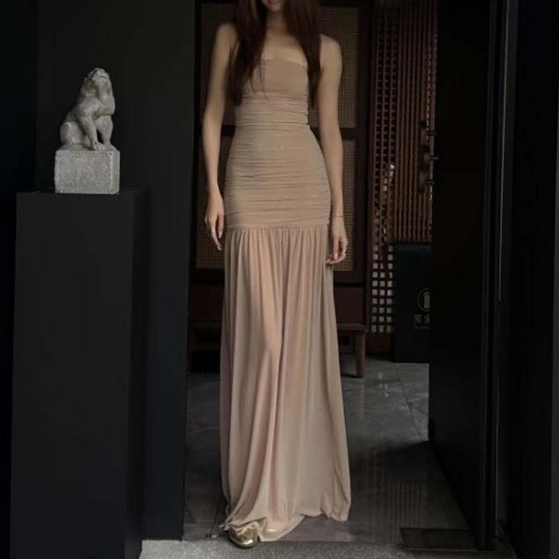 Cutenew Gợi Cảm Lưới Maxi Váy Skinny Off Vai Pháp Lãng Mạn Nữ Mùa Hè Ngày Lễ Phong Cách