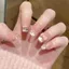 Peachy Mắt Mèo Cao Cấp Handmade Mặc Móng Tay Hương Thơm Nơ Ngắn Pháp Nhẹ Nhàng Dễ Thương Nhấp Nháy Trắng Làm Móng Tay