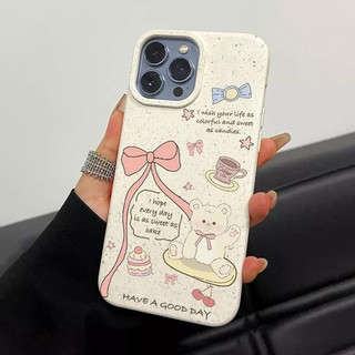 Ốp điện thoại hoạt hình cổ điển Nơ tráng miệng Gấu trắng Thích hợp cho IPhone 7 8Plus 11 12 13 14 15 Pro Max X XR XS Max