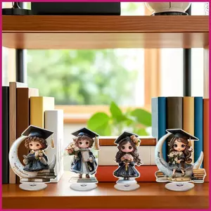 Đồ trang trí tốt nghiệp 2026 4 mảnh 2d Acrylic phẳng Chúc mừng Hình tượng Tượng tốt nghiệp xoay 360 độ shopidaevn
