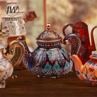 JIANWU Ấm Trà Series Vintage Baroque Phong Cảnh Chất Liệu Cắt Dán Thêu Sò Nhãn Dán Sáng Tạo DIY Tạp Chí Văn Phòng Phẩm