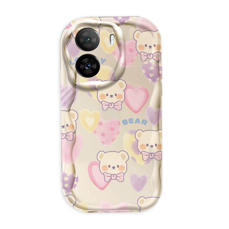 Thích Hợp Cho OPPO A57 4G A77 4G A77S 4G 3D Bé Gái Mềm TPU Gấu Tình Yêu Hoa Chống Sốc Trường Hợp Điện Thoại