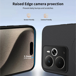 Vỏ từ tính bằng da bằng sợi Carbon cho Realme 14 5G Vỏ mờ sang trọng chống sốc Sạc không dây Vỏ chống sốc