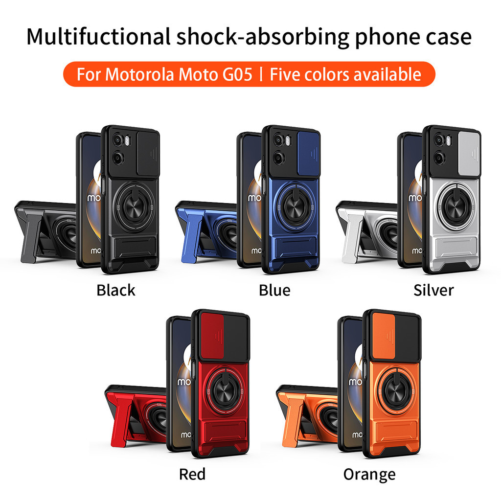 Ốp Điện Thoại Đa Năng Sang Trọng Thích Hợp Cho Motorola G05 G04 G04S G24 E14 E15 4G Dây 360°Giá đỡ vòng có vỏ máy ảnh Vỏ bảo vệ toàn diện chống sốc