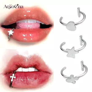 AqToCna 1 Thép Không Gỉ Giả Mũi Vòng Vách Ngăn Nhẫn C Kẹp Môi Vòng Bông Tai Mũi Giả Xuyên Nữ Trang Sức Cơ Thể Không Xỏ AqToCna