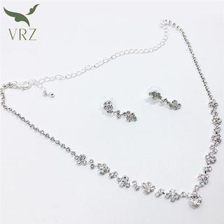 VRZ Bạc Phù Dâu Pha Lê Nelace Bộ Bông Tai Cưới Cô Dâu Trang Sức Trang Sức HOT