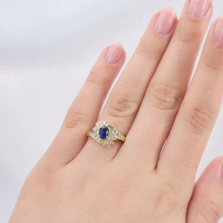 Châu Âu Mỹ ins Nhẫn Sapphire Giả Kim Cương Phong Cách Mới Nữ