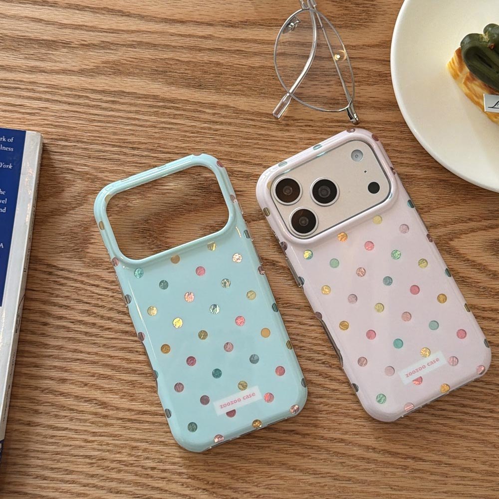 Vỏ cứng Tương thích với iPhone 13 14 14Pro 14ProMax 15 15Pro 15ProMax 16 16Pro 16ProMax 17 17Pro 17ProMax Ốp họa tiết chấm bi đầy màu sắc