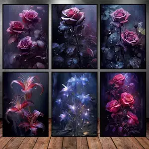 Poster Hoa Làm Đẹp Tối Không Khung Tranh Canvas Cho Trang Trí Tường Phòng Gia Đình
