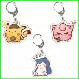 HT3 Pokemon Pikachu Acrylic Móc Khóa Psyduck Gengar Mặt Dây Chuyền Hoạt Hình Túi Phụ Kiện Anime Ngoại Vi TH3
