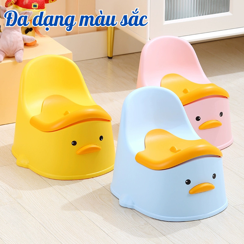 [LOẠI 1] Bô Tập Đi Vệ Sinh Cho Bé Hình Vịt Có Tựa Lưng, Bô Trẻ Em Chống Tràn Có Nắp Đậy An Toàn Cho Bé Yêu