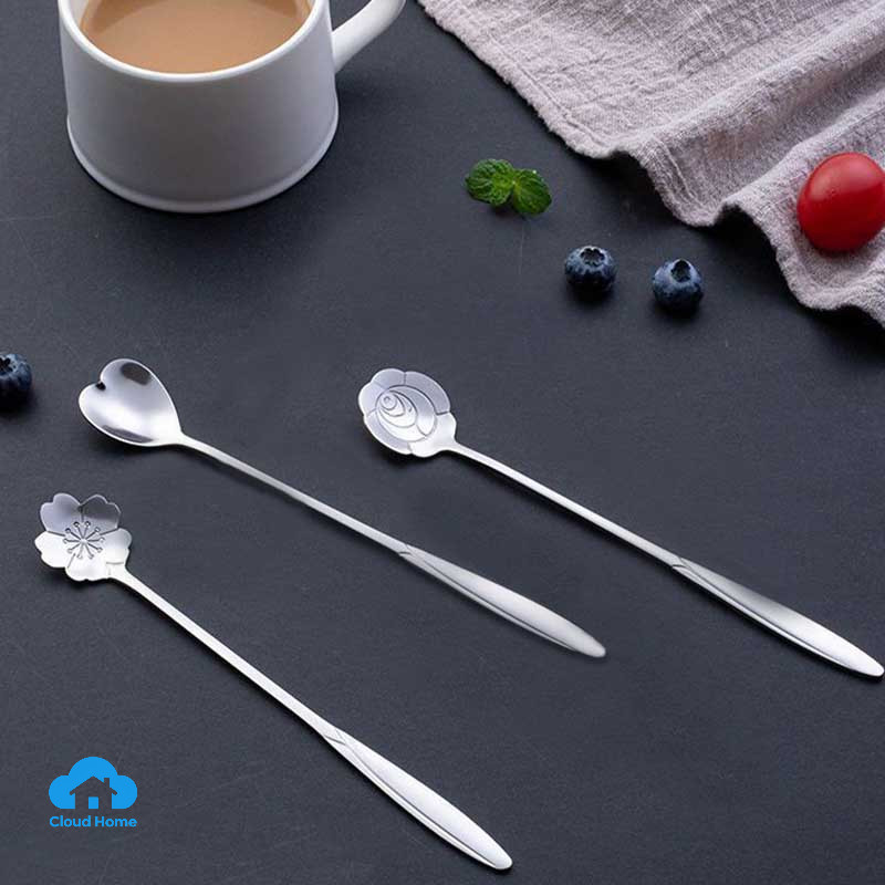 🌤️COD🌤️Thìa Pha Cà Phê Thép Không Gỉ Hình HOA Muỗng Pha Trà Ngũ Cốc Decor