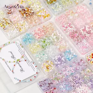 AqToCna 12 / 24 Lưới Siêu Hỗn Hợp Màu Thủy Tinh Hạt Cơm Bộ Hạt Rời Handmade DIY Vòng Tay Nelace Đính Hạt Chất Liệu Phụ Kiện Trang Sức AqToCna