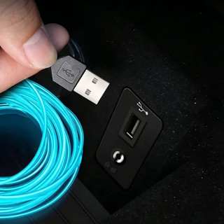 Đèn led dây linh hoạt 5m 10 màu cho nội thất ô tô Dây đèn led ánh sáng neon,5m,Kết nối USB,Xanh băng