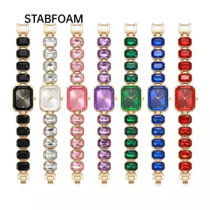 Đồng hồ hình vuông STABFOAM, Dây đeo đồng hồ đính kim cương giả Đồng hồ thạch anh, Thời trang có vòng đeo tay có thể điều chỉnh Quà tặng đồng hồ đeo tay nữ