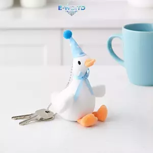 E-WOITD 20CM Sang Trọng Ngỗng Trắng Móc Khóa Lông Tơ Động Vật Mặt Dây Chuyền Túi Quyến Rũ Xe Treo Quà Cho Thanh Thiếu Niên Và Trẻ Em E-WOITD