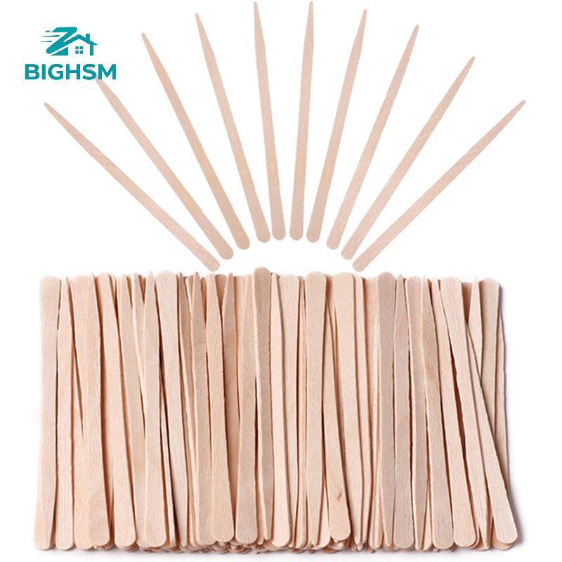 BIGHSM 100 Chiếc Thìa Sáp Gỗ Que Dụng Cụ Tẩy Lông Dùng Một Lần Cho Mặt Lông Mày SKK