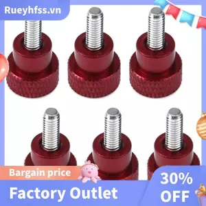 6 Cái M4x10mm Sợi Cao Đầu-Kurled Ngón Tay Cái Vít Núm Hợp Kim Nhôm Màu Đỏ Đan Vai Flat Tip Thumbscrew