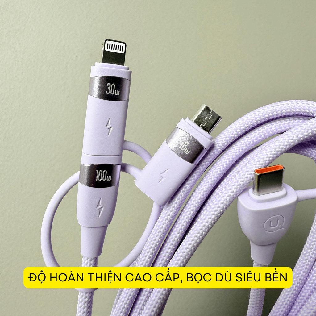 Dây cáp sạc nhanh USAMS PD100W 27W 6-in-1 USB lP type C/truyền dữ liệu Đa Năng Bọc Dù - ENJOYPLUS | BigBuy360 - bigbuy360.vn