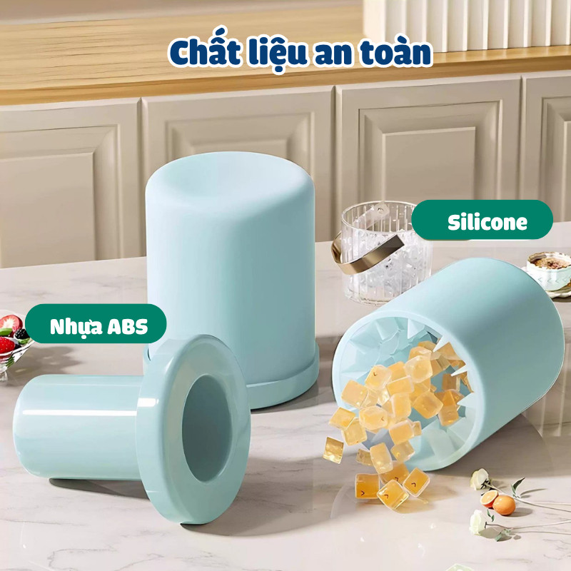 Khay Làm Đá Silicone Dễ Tháo Khuôn, Hộp Đựng Đá Viên Có Nắp Tiện Lợi Cao Cấp