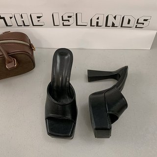 Giày Cao Gót Nữ Mũi Vuông Dày Gót Slip-On Thời Trang